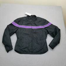 Womens Black Motorcycle Jacket Nylon House Of Leather Small Biker Purple Moto
