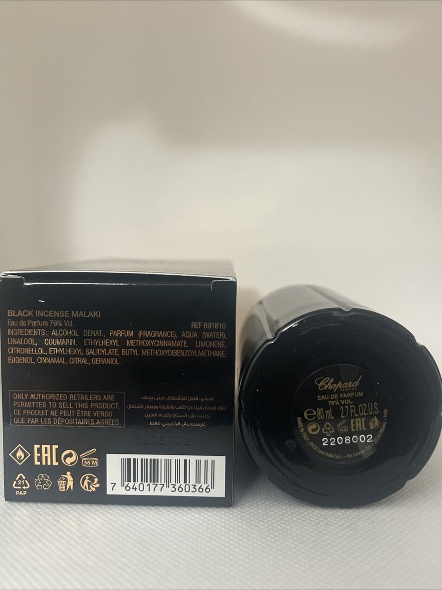 Chopard Black Incense Malaki Perfume EDP Spray 2.7oz/80ml For