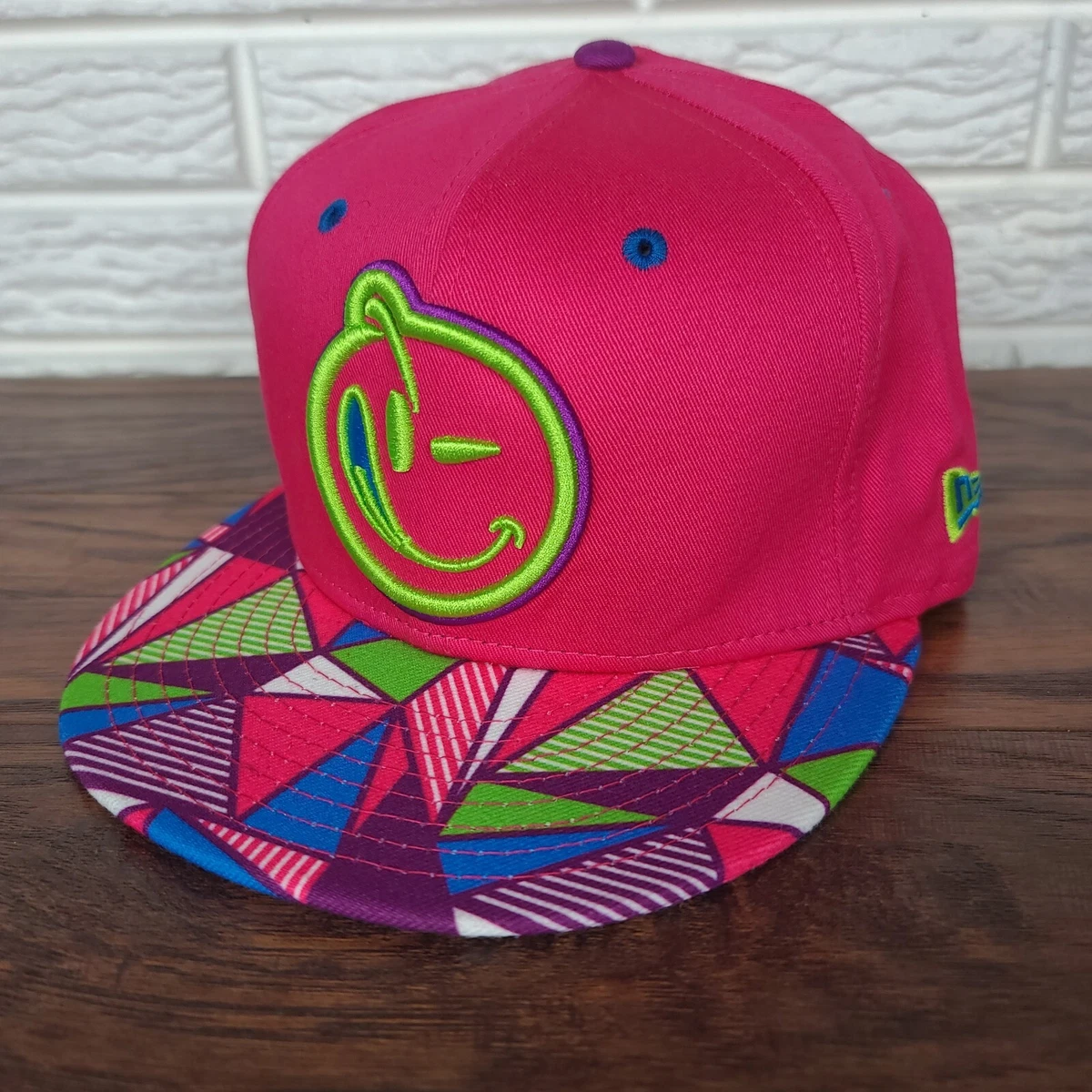 Yums Hat New Era 9Fifty Snapback Hat Smiley Face Geometric Neon Cap  Colorful | eBay