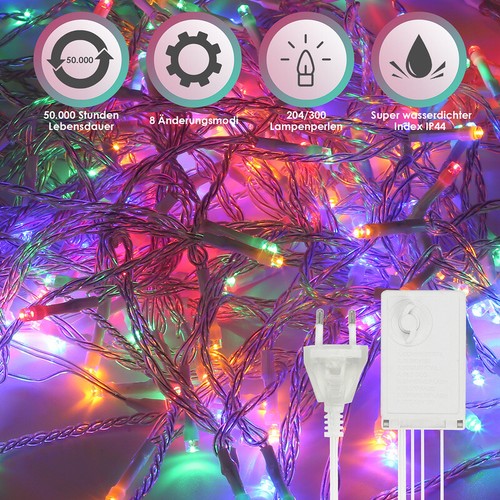 LED Lichternetz Lichtervorhang Lichterkette Außen Party Weihnachtsdeko 8 Modi - Bild 4 von 15