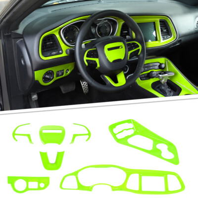10x Full Set Center Console Dashboard Cover Trim For Dodge Challenger 15+ Green