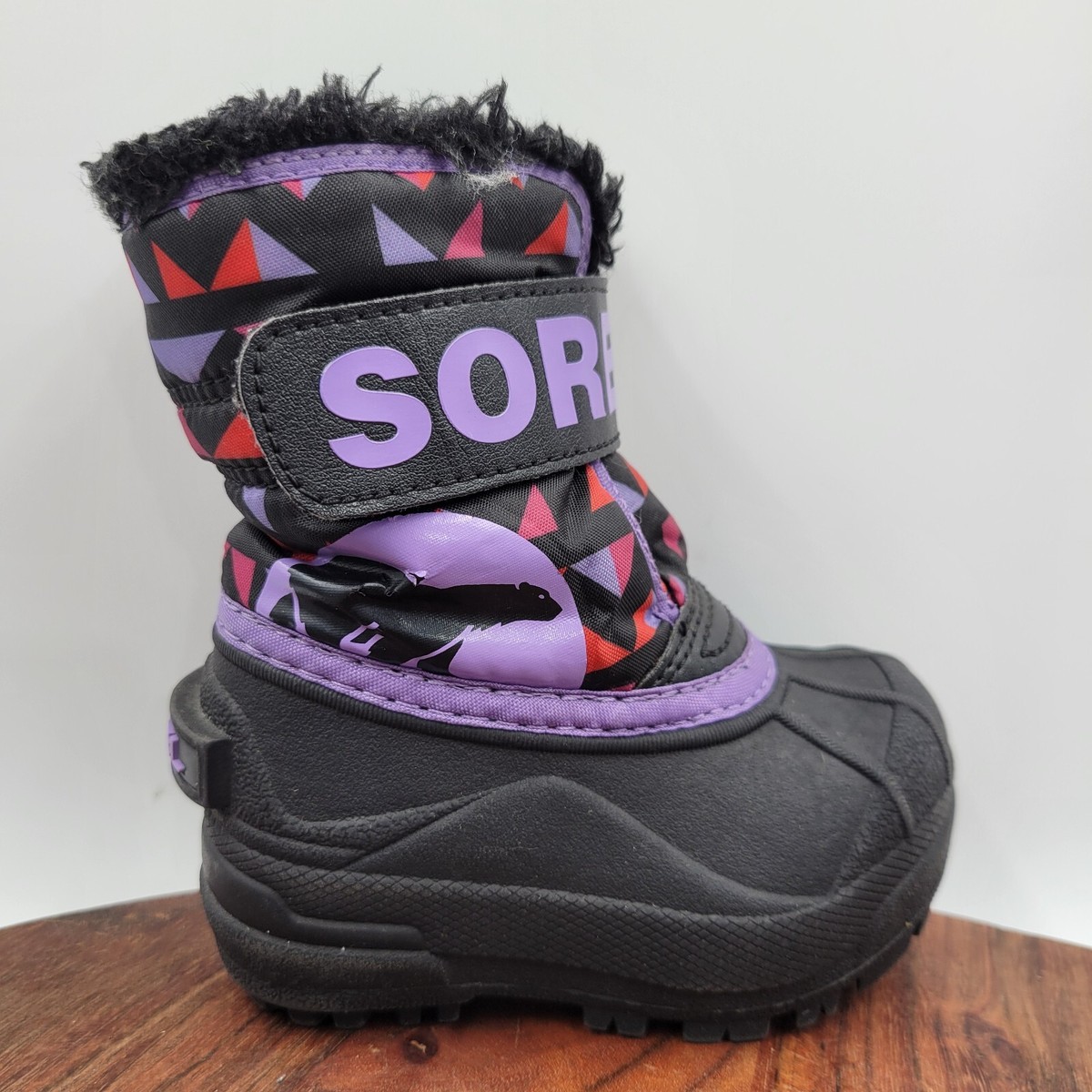 Sorel Commander Boots Toddler Girls Purple Black Fleece Lined Winter Snow