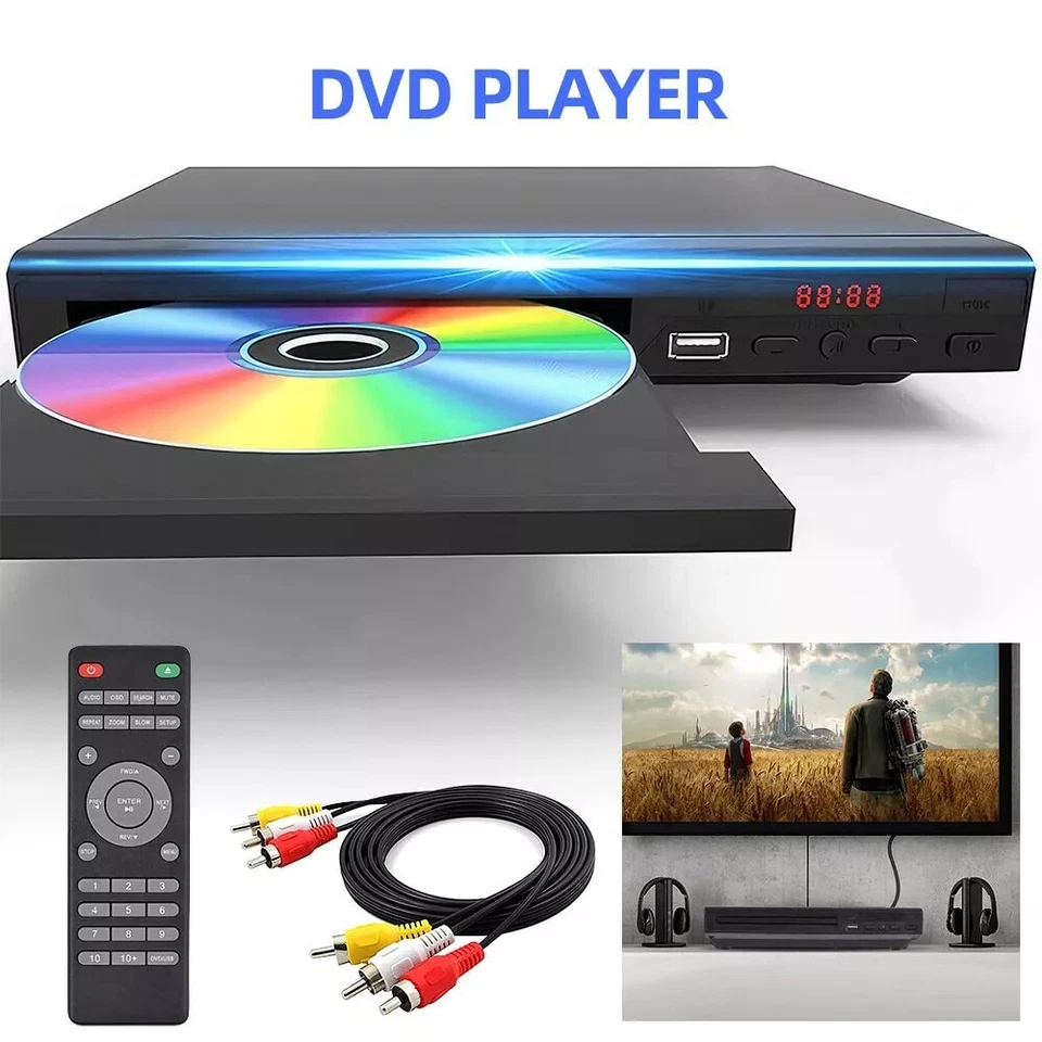 DVD Player Compact Multi Region HDCD CD VCD Music Disc Upscaling USB With Remote - Image 2 of 4