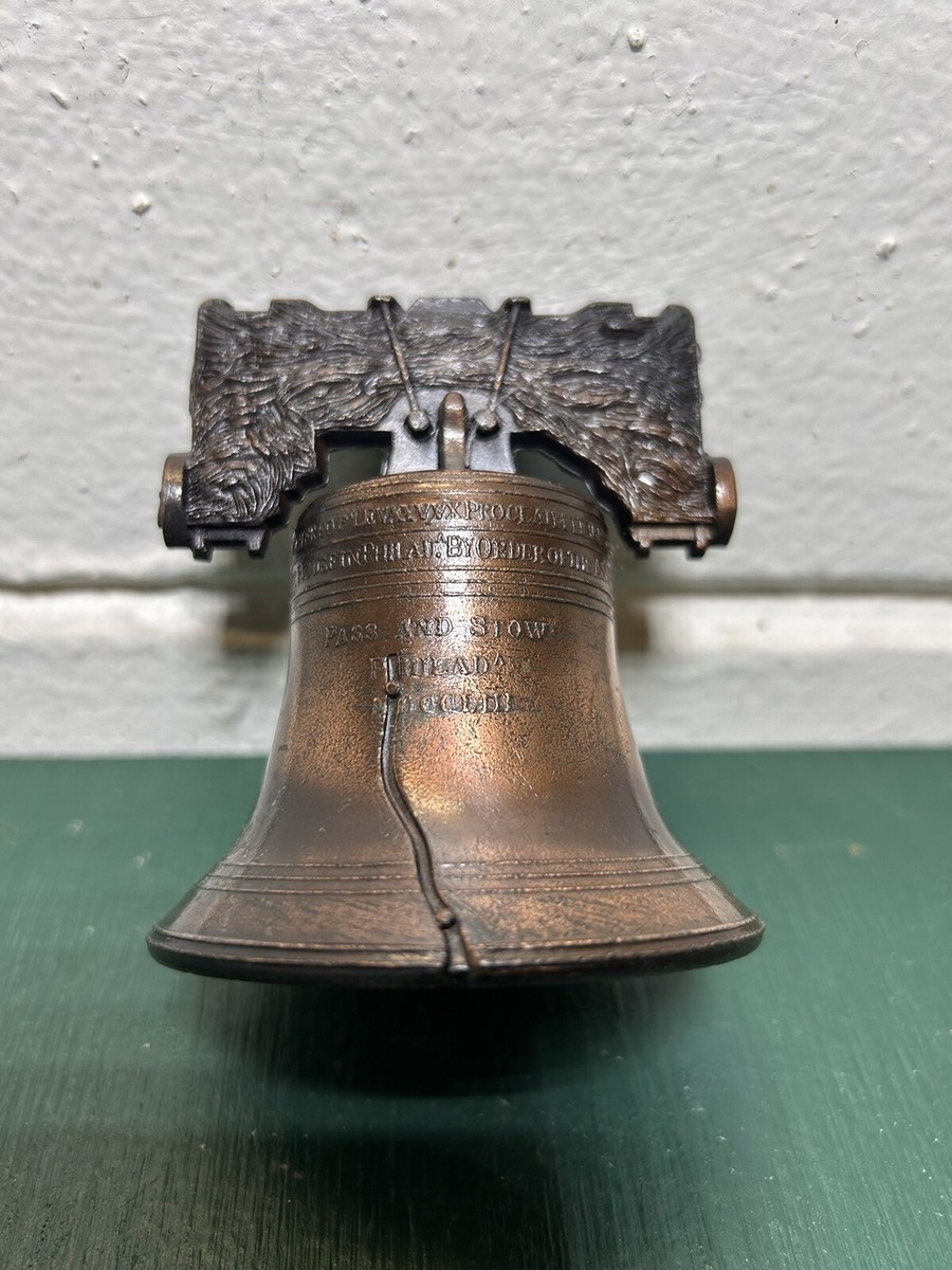 Vintage Liberty Bell Pass And Stow Brass Independence Proclaim