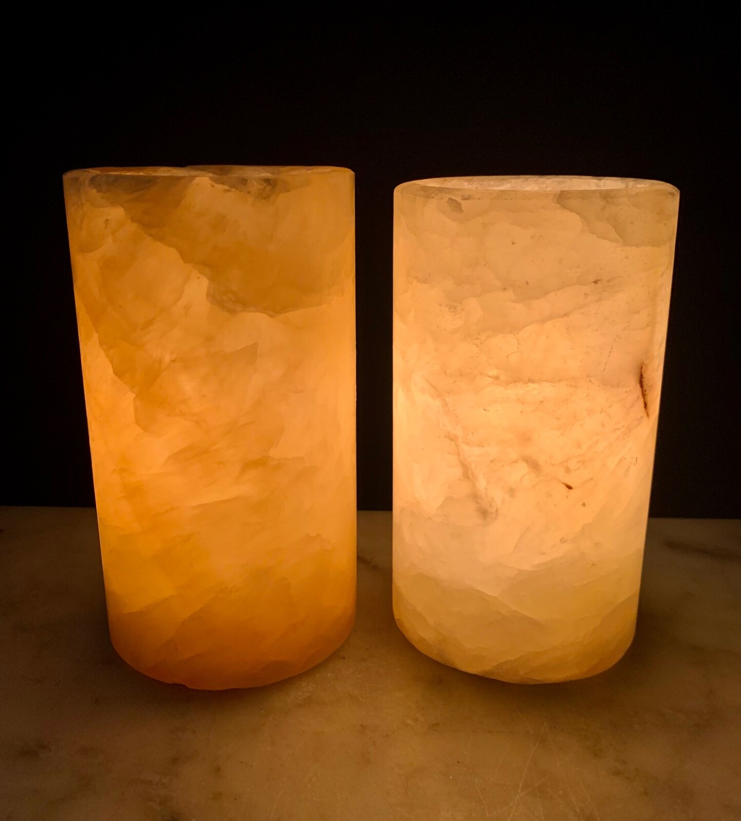 Marble Natural Stone Onyx Marble 5&rdquo; Candle Holder / Vase Set 2