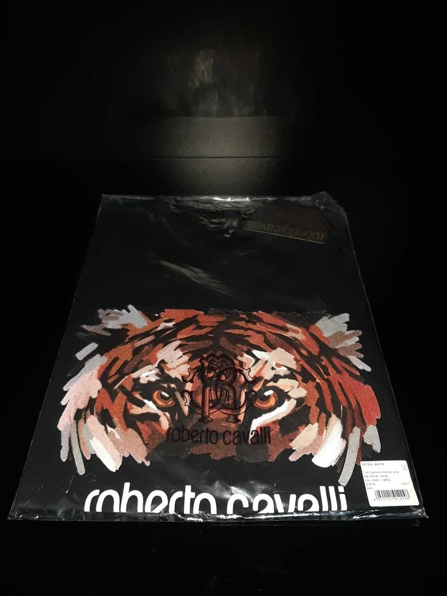 ROBERTO CAVALLI TIGER PRINT LOGO T SHIRT-BLACK. | eBay