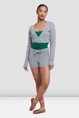 Bloch Damen Tanz Nola Langarm Ballett Wickel Top Z5239 grau meliert