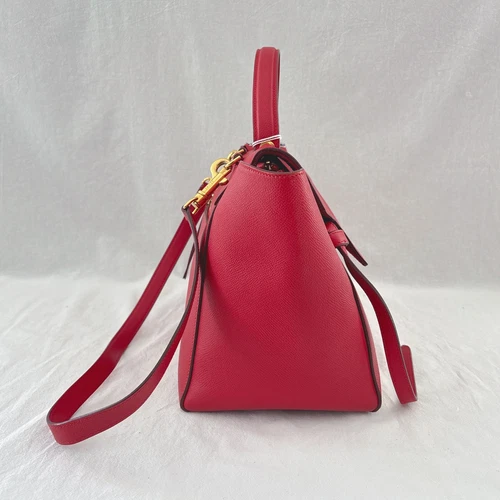 Pre-Loved  Excellent Celine Grained Calfskin Belt Bag Coquelicot Shoulder Bag  - Picture 5 of 10