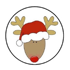 48 Christmas Reindeer Head   ENVELOPE SEALS LABELS STICKERS 1.2" ROUND