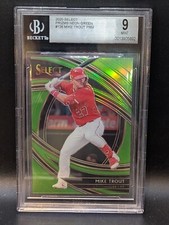 2020 Panini Select Mike Trout 12/99 Prizms Neon Green BGS 9 Mint #126