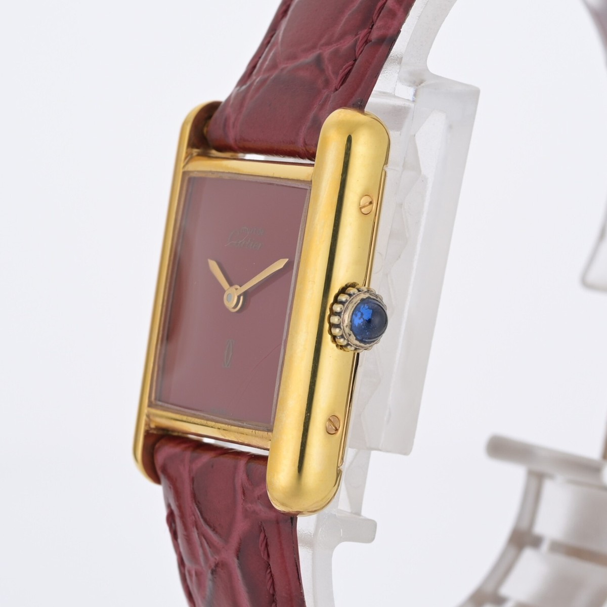 Cartier Tank 3 Red Dial Argent 925 Gold Plated 21mm Ladies