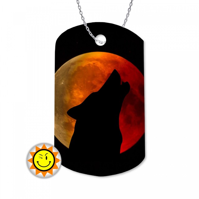 Collier Plaque Identification Pendentif Cadeau Homme Femme Motif Loup Wolf Ebay