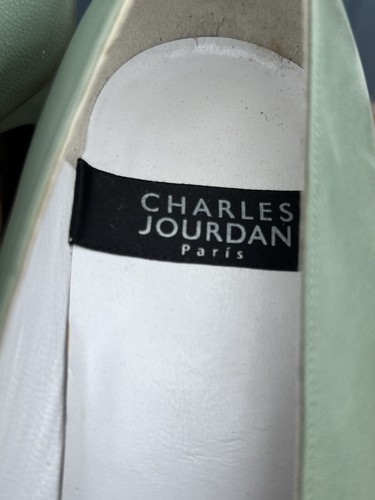 Scarpe decolte Charles Jourdan Seafoam verdi tacco grosso blocco tacco alto taglia 9 rare - Foto 4 di 9