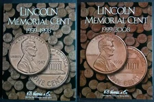 Set of 2 He Harris Lincoln Memorial Cent Coin Folders # 1-2 1959-2008 Album Book