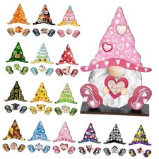 34 Pcs Interchangeable Wooden Gnome Decor Valentines St. Patrick's Day Vivid
