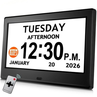 7'' Digital Clock, Dementia Clock With Date And Time, 10 Reminders, 6 Alarms,...