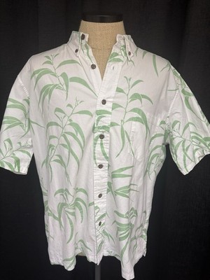 Sig Zane Green Koa Leaf Men s XL Button Down Shirt - Aloha Shirt