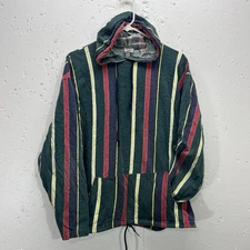 VTG Sostanza Men's L/XL Hooded Striped Long Sleeve Pullover T-Shirt 90s