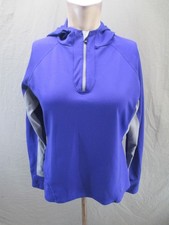 Rei Size M Womens Blue Hooded 1/4 Zip Trumb Hole Stretch Athletic Pull Over 941