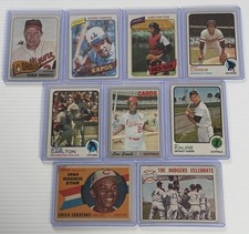 Vintage MLB Card Lot (9) HOF Kaline Brock Fisk Carew Carlton Dawson Roberts