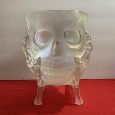 Home Decor/ Halloween Decor / Skull Candy Bowl with Skeleton Hands - Brand New