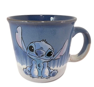 Sliver Buffalo 20oz Stitch Drip Glaze Blue Coffee Soup Tea Mug Cup Disney~VGC