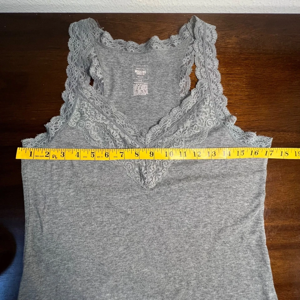 Camiseta sin mangas Mossimo con ribete de encaje acanalado de colección longitud más larga Y2K Prep Target talla XL Foto 4 de 4