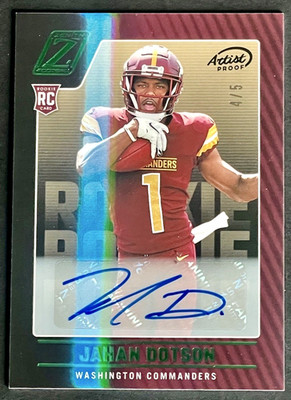 2022 Panini Zenith Jahan Dotson 4/5 Rookie AUTO Emerald Artist Proof RC #110 SSP