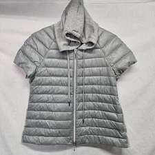 My Anorak Mixed Short Sleeve Quilted Hoodie Puffer Down Jacket Vest Size M