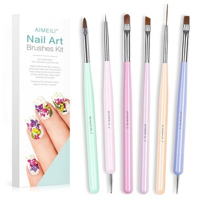 6 Stücke Nail Art Brush Gel Nagellack Nail Art Design Painting Tools Set