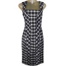 Dolce & Gabbana Sz 42 Vintage 1996 Black & White Tartan Plaid Dress 