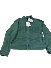 Nina Chanel Jordan Size XS Embroidered Logos Denim Full Zip Jacket