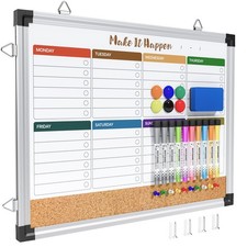 Weekly Dry Erase Board, 17"x13", Double Sided, Colorful