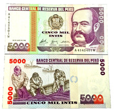 MINT PERU 5000 INTIS Banknote World Paper Money UNC Currency Bill Note