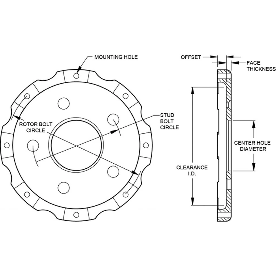 Sombrero de rotor Wilwood para Acura RSX bloque grande frontal 5 x 4,50 8 en 7,00 pulgadas Foto 2 de 4