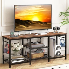 Entertainment Center for 55 Inch Tvs, TV Stand with Power Outlet and Open Storag