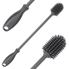 Silicone Water Bottle Brush Long Handle Gray 12.5" Cleaner Bottle Tool