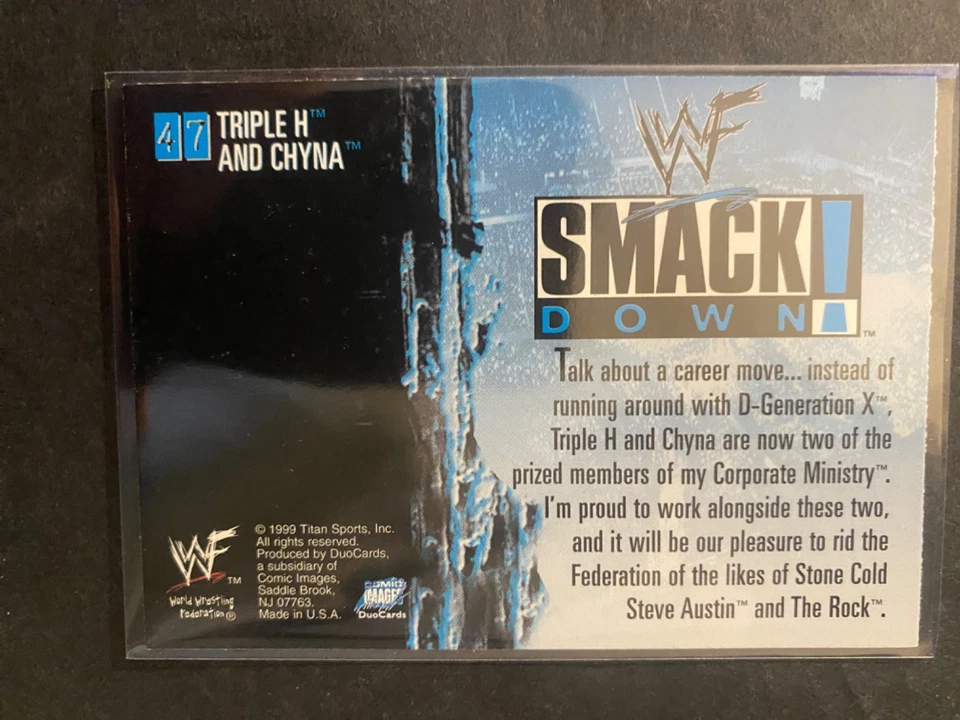 Triple H & Chyna - 1999 WWF Smack Down Wrestling Card #47 - Image 2 of 2