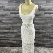 Maurices Women’s White Lace Maxi Dress Sleeveless Crochet Waist Size 7/8