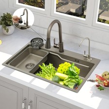 29.53 17.72" Stainless Steel Single Bowl Kitchen Sink with Pull-Out Faucet