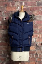 SoulCal & Co SC&CO - Womens Y2K Navy Padded Gilet Bodywarmer Fur Trim - Size 16