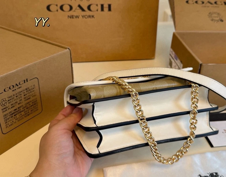 Bandolera Coach Floral Bordada - Cadena Blanca/Dorada - Totalmente Nueva en Caja Foto 2 de 4