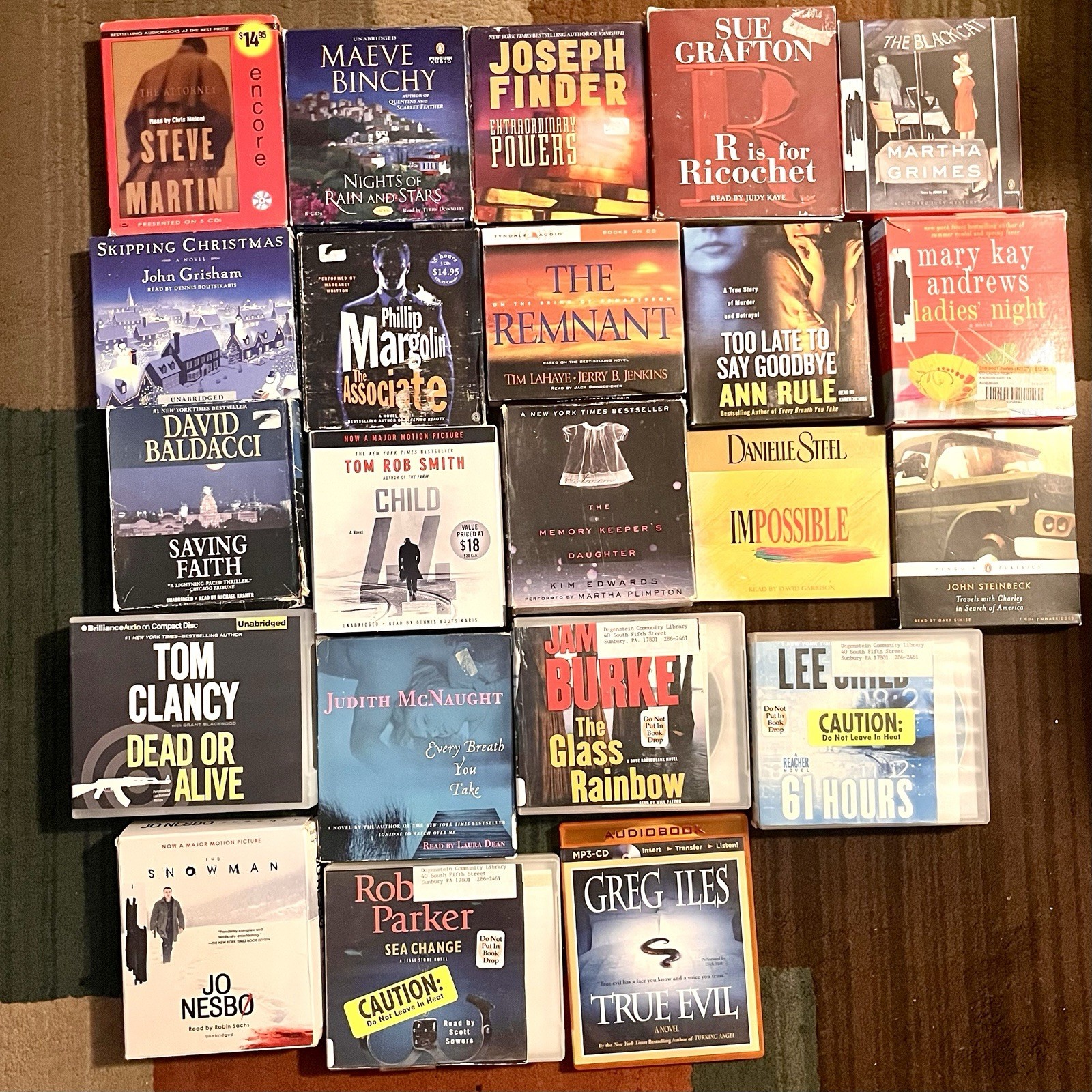 John Steinbeck Tom Clancy David Baldacci Ann Rule Mary Kay - Audiobook CD Lot