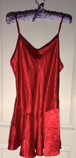 VTG NWOT Victoria  s Secret Collection Red Satin Cami Dress Nightgown Teddy Slip