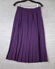 VTG Talbots Womens Skirt 6P Purple 100 Wool Pleated Dark Academia Preppy Ivy