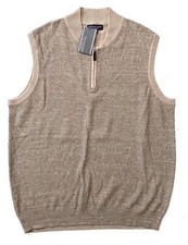 Roundtree  Yorke Sweater Vest 1/4 Zip Knit Front Beige Tan Nwt XLT