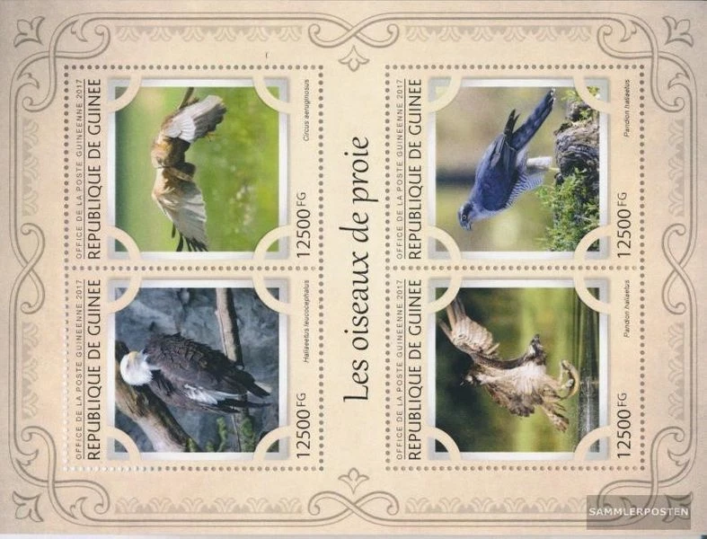 Guinea 12211-12214 Kleinbogen (kompl. Ausgabe) postfrisch 2017 Raubvögel - Bild 1 von 1