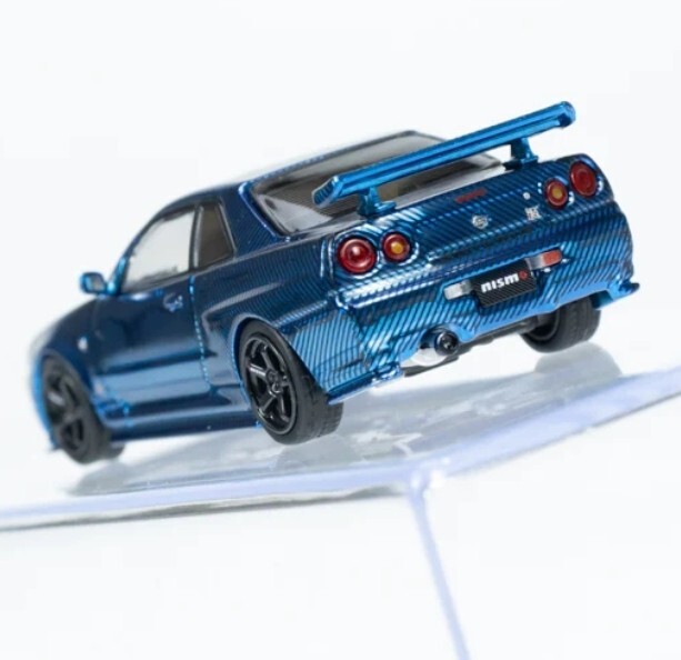 1:64 Inno64 Nissan Skyline GT-R R34 Z-Tune Chrome Blue Full