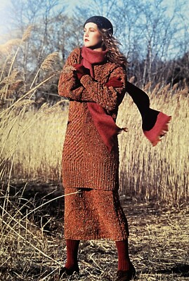 Perry Ellis Vintage Fall 1982 Long Cardigan Hand Knit Pink Donegal