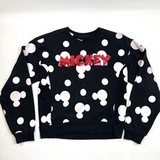 Disney Mickey Mouse Sequin All Over-Mickey Black Pullover Sweatshirt Girls M 7-9